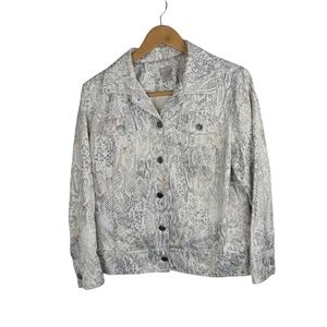 Chico's Python Print Satin Denim jacket size 2 (12/14)